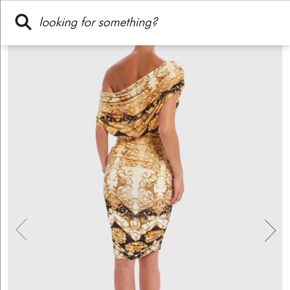 Forever Unique Gold Baroque Print Bodycon Dress - Picture 2 of 7